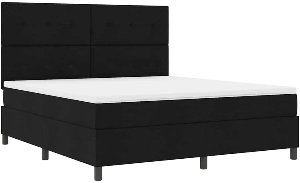 Kiemas lova su LED juostelėmis Juoda 180 x 200 cm audinys
