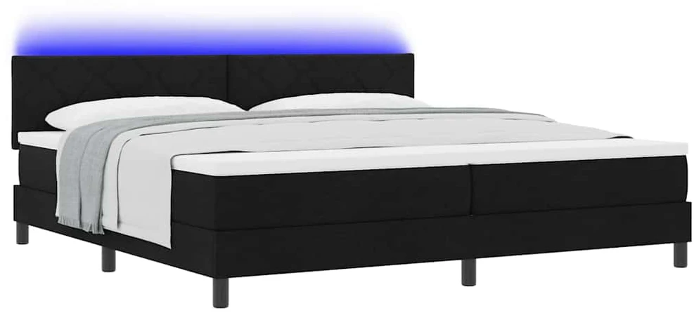 Kiemas lova su LED juostelėmis Juoda 200 x 200 cm audinys