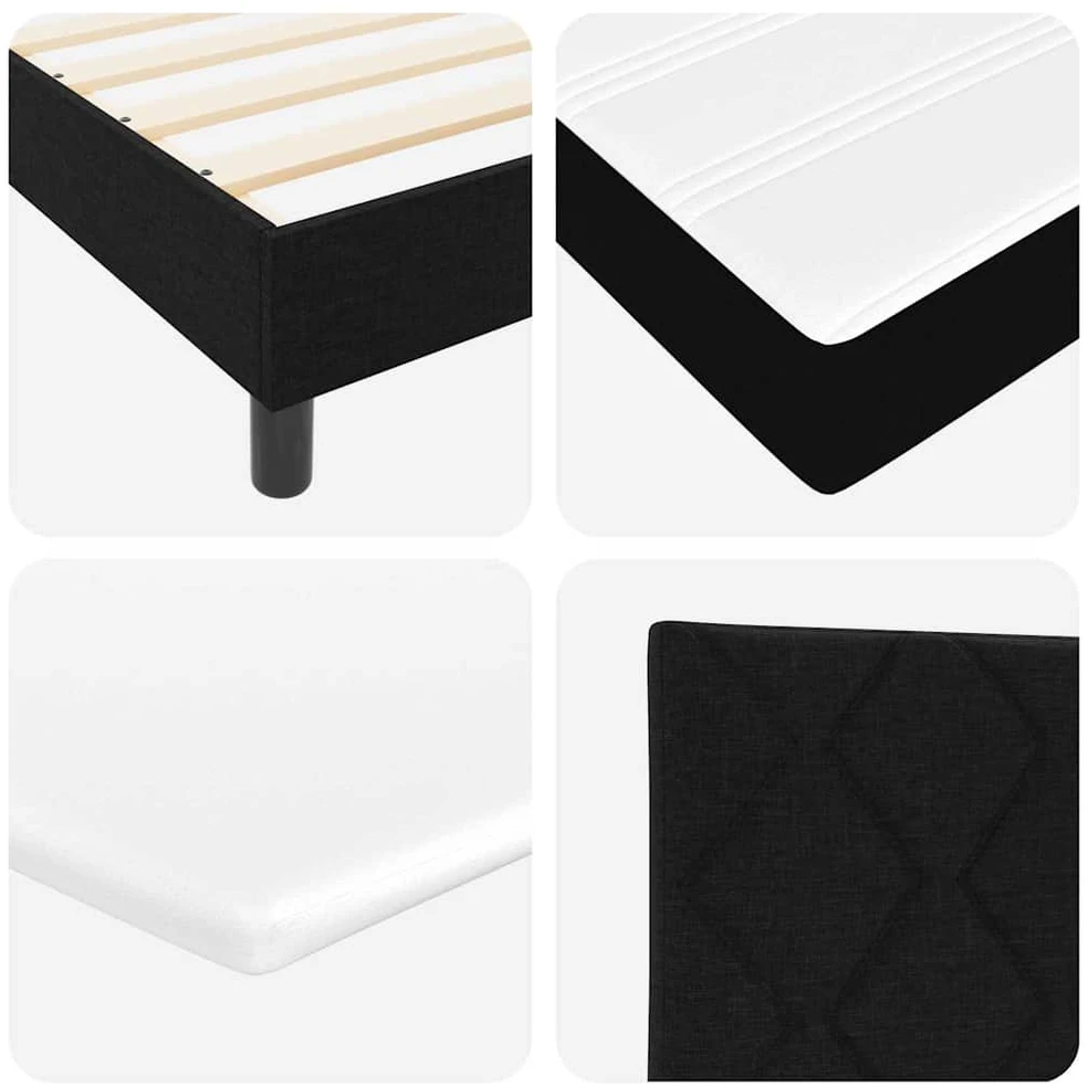 Kiemas lova su LED juostelėmis Juoda 200 x 200 cm audinys