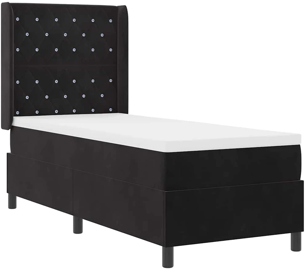 Kiemas lova su čiužiniu su LED Juoda 80 x 200 cm Aksomas