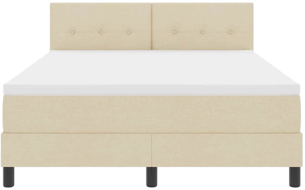 Kiemas lova su LED juostelėmis Kreminė 140 x 190 cm audinys
