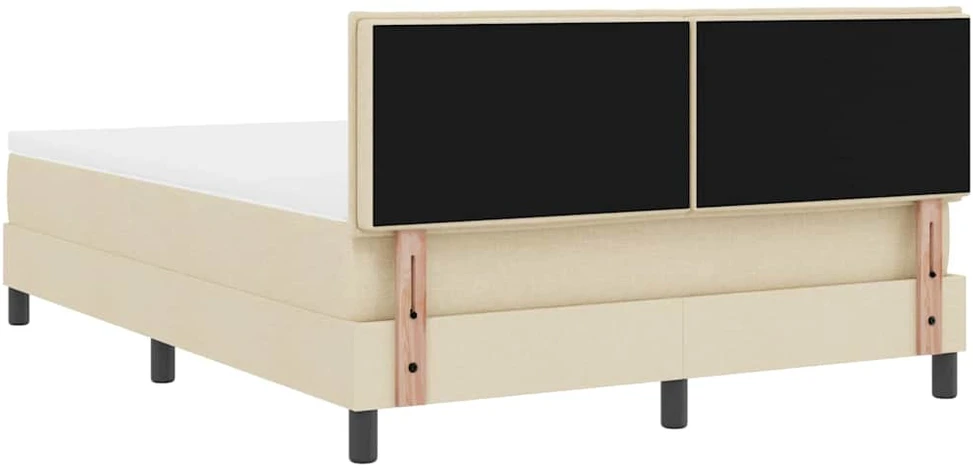 Kiemas lova su LED juostelėmis Kreminė 140 x 190 cm audinys