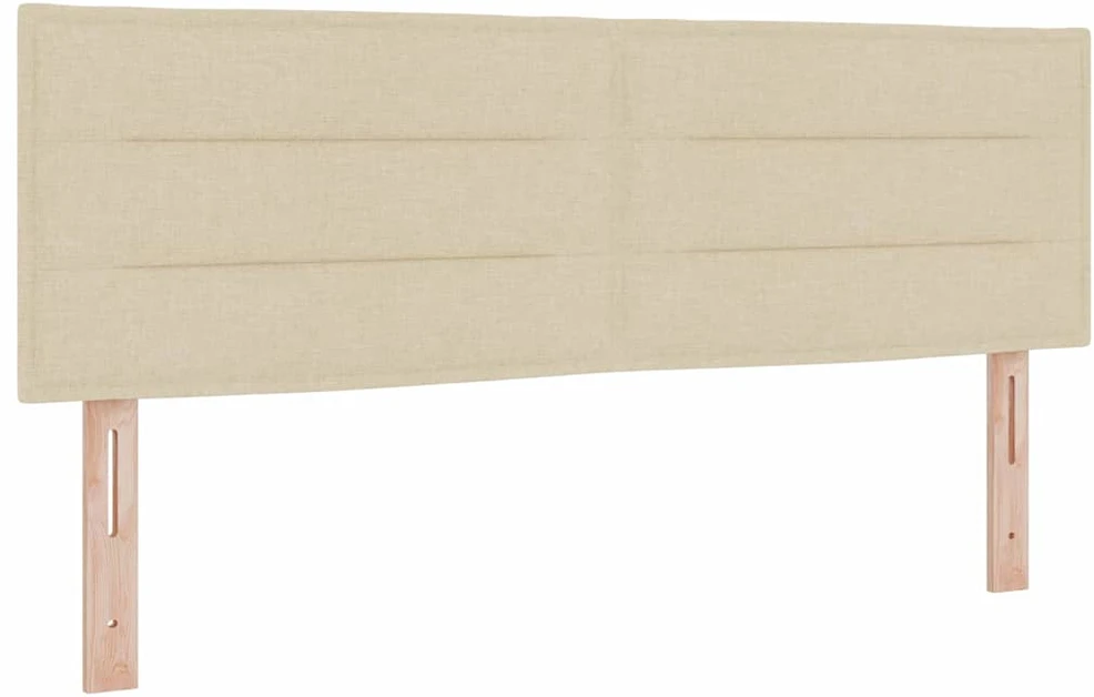 Kiemas lova su LED juostelėmis Kreminė 140 x 190 cm audinys