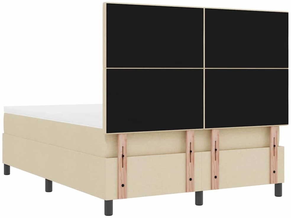 Kiemas lova su LED juostelėmis Kreminė 140 x 190 cm audinys