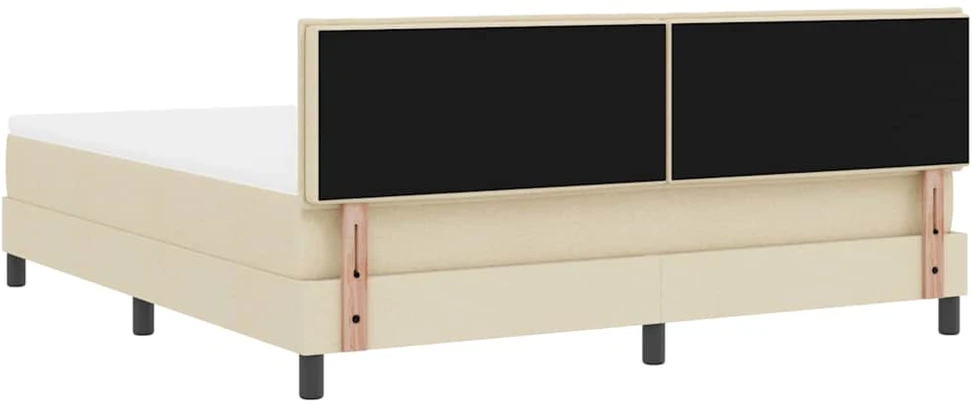 Kiemas lova su LED juostelėmis Kreminė 180 x 200 cm audinys
