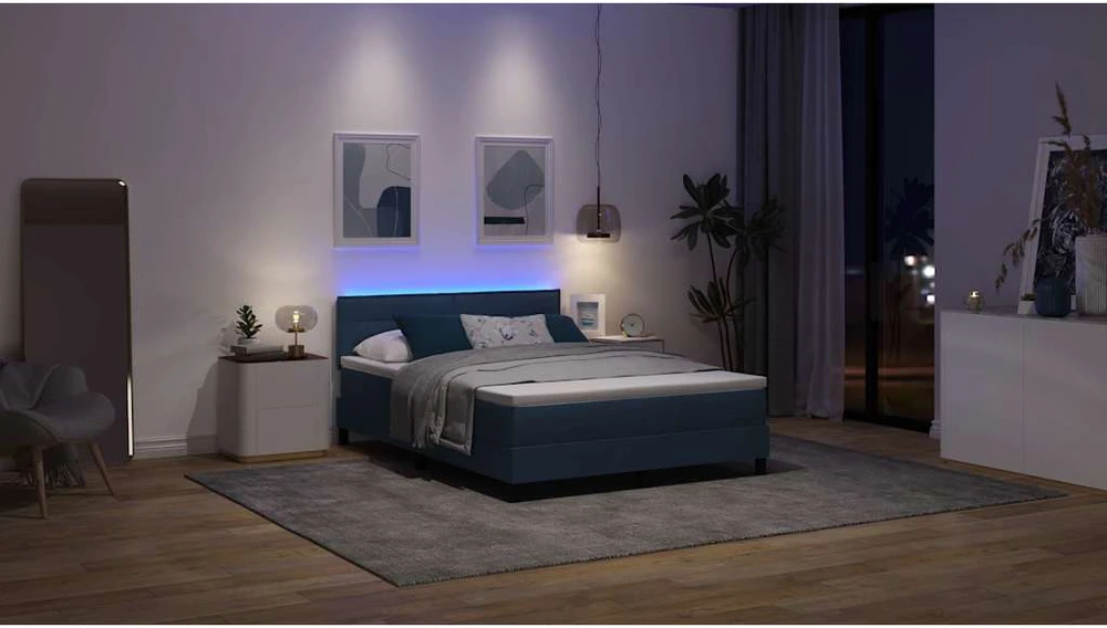 Kiemas lova su LED juostelėmis Mėlyna 140 x 190 cm audinys