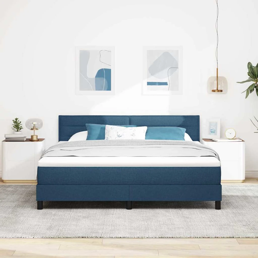 Kiemas lova su LED juostelėmis Mėlyna 180 x 200 cm audinys