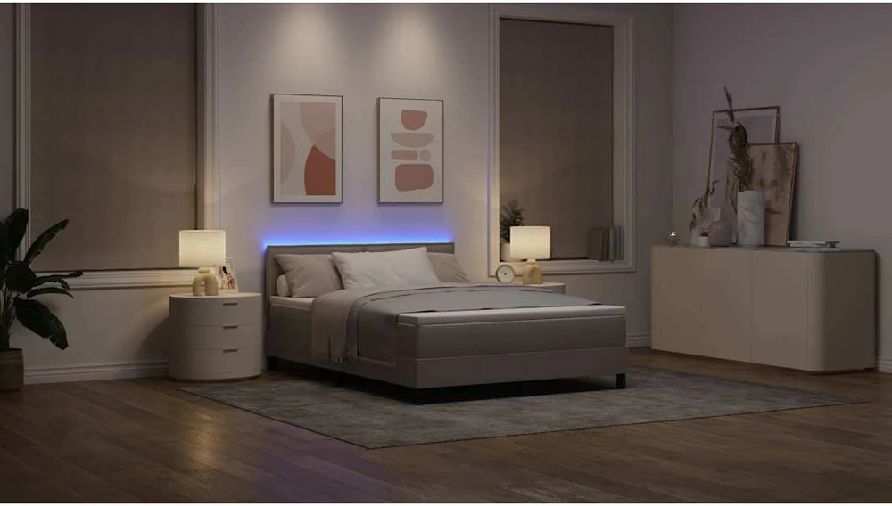 Kiemas lova su LED juostelėmis Tortora 140 x 200 cm audinys