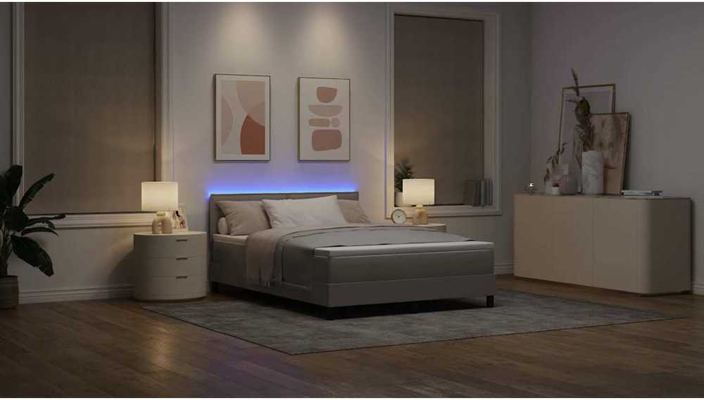 Kiemas lova su LED juostelėmis Tortora 160 x 200 cm audinys