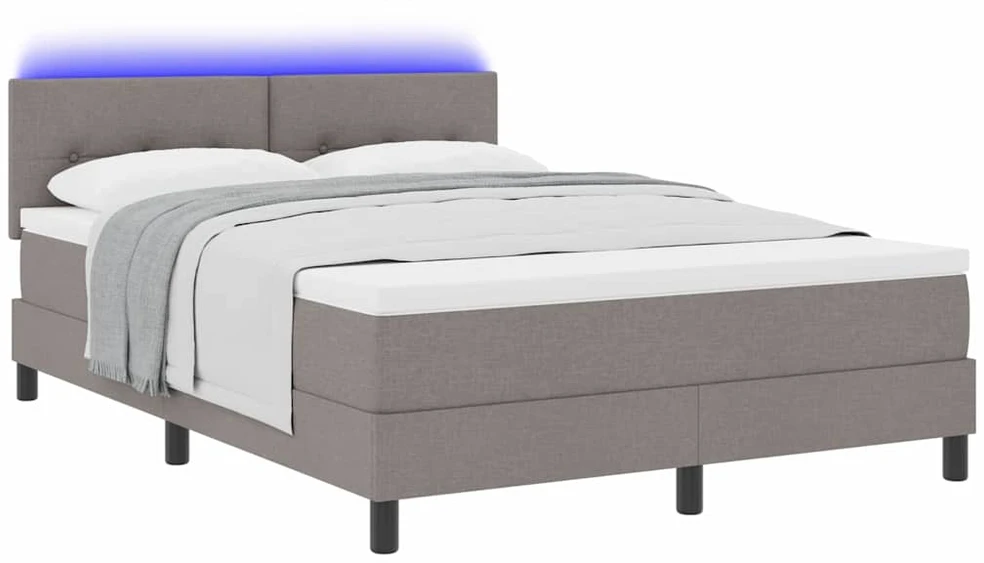 Kiemas lova su LED juostelėmis Tortora 160 x 200 cm audinys