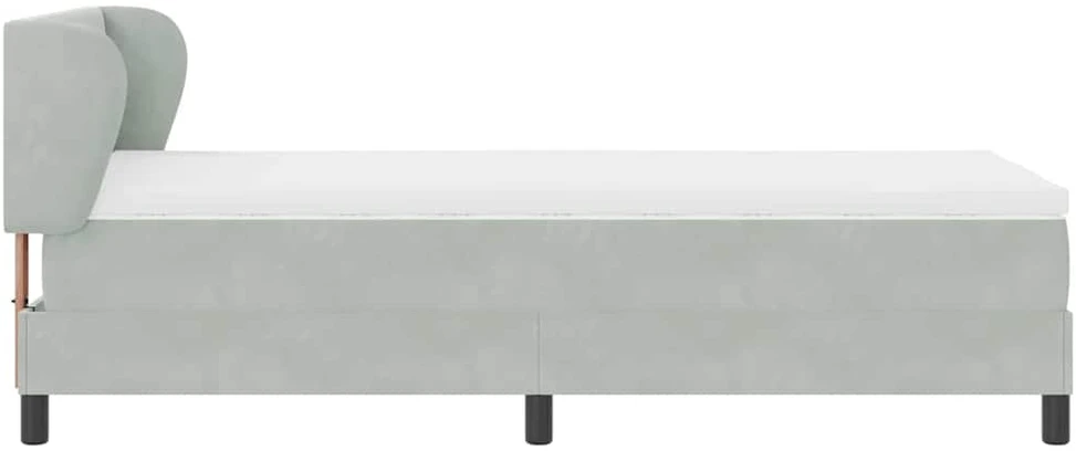 Kiemas lova su galvūgalio Šviesiai pilka 100 x 200 cm Aksomas