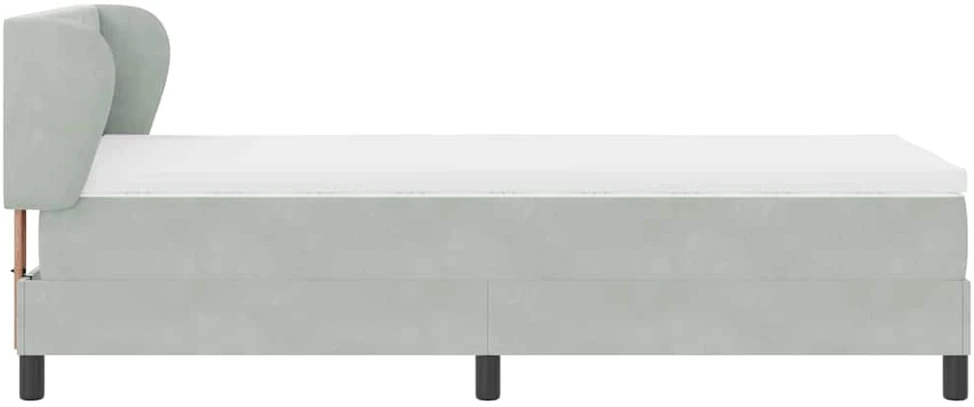 Kiemas lova su galvūgalio Šviesiai pilka 100 x 200 cm Aksomas