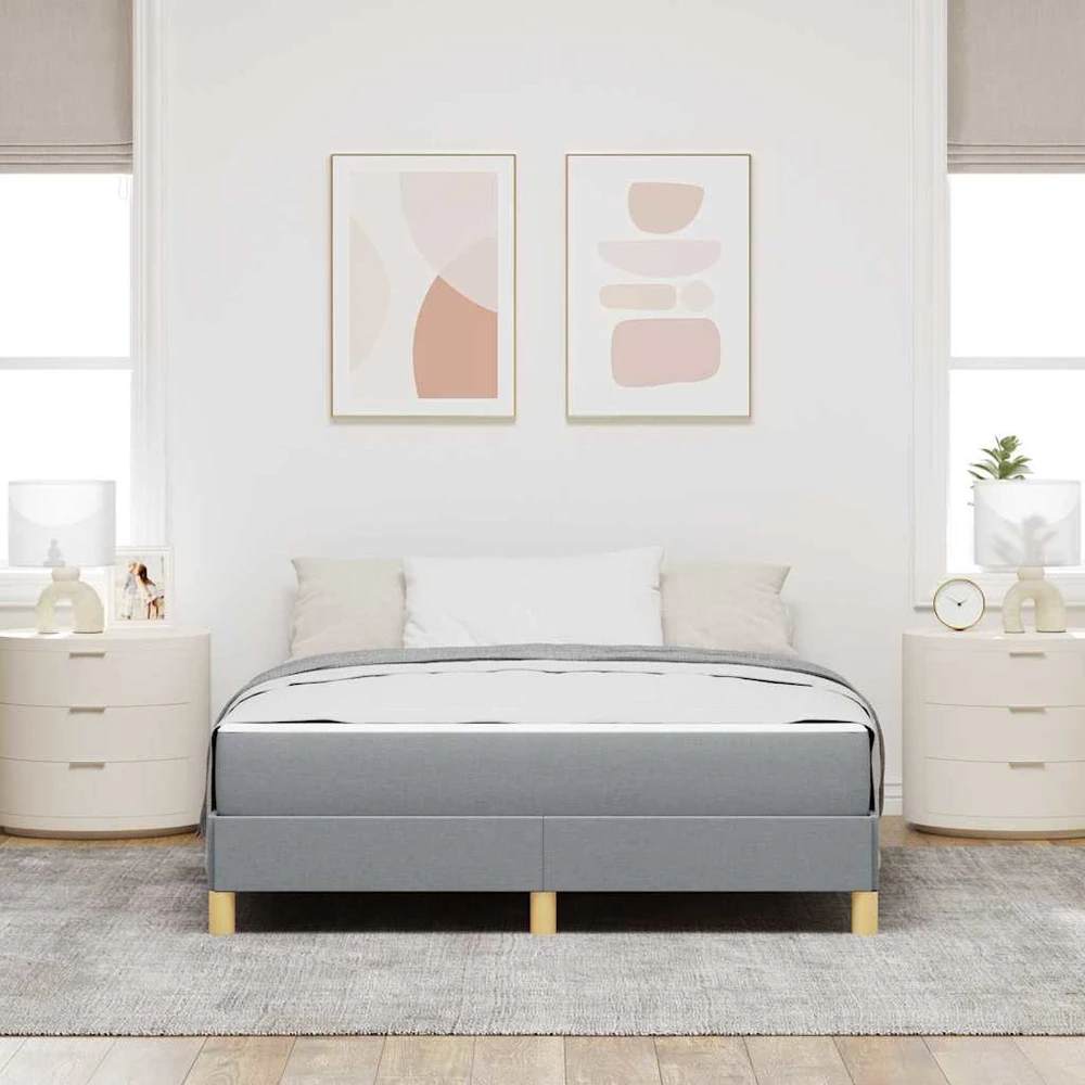 Kiemas lova su čiužiniu Šviesiai pilka 140 x 200 cm audinys