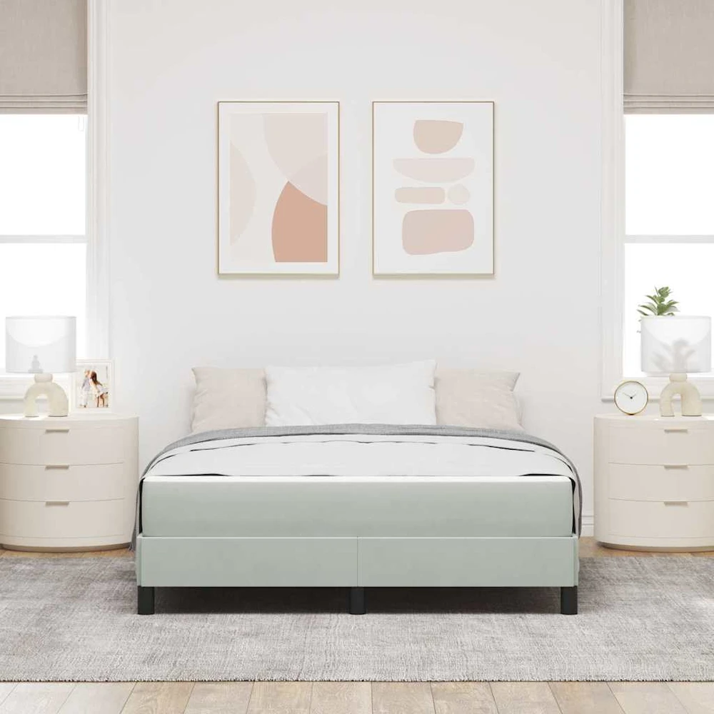 Kiemas lova su čiužiniu Šviesiai pilka 140 x 200 cm audinys