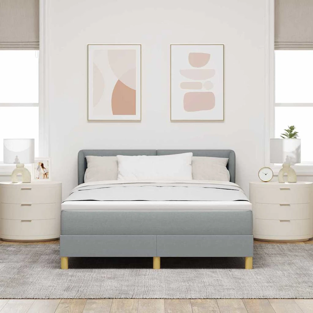 Kiemas lova su galvūgalio Šviesiai pilka 140 x 200 cm audinys