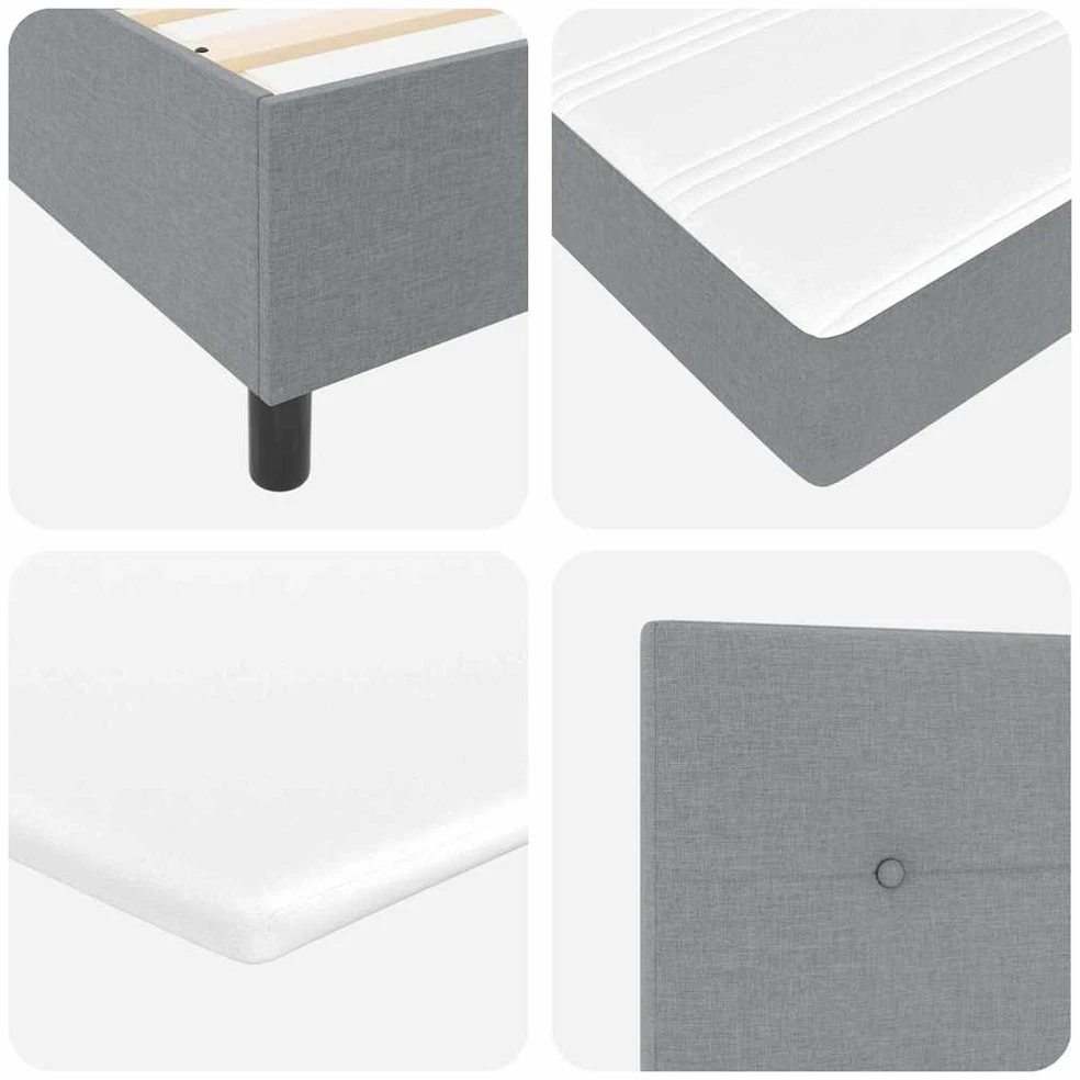 Kiemas lova su galvūgalio Šviesiai pilka 140 x 200 cm audinys