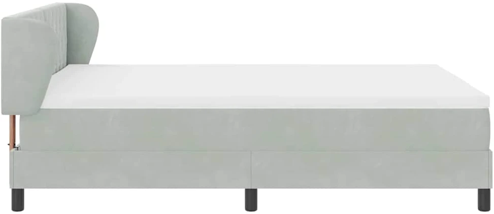 Kiemas lova su galvūgalio Šviesiai pilka 140 x 200 cm Aksomas