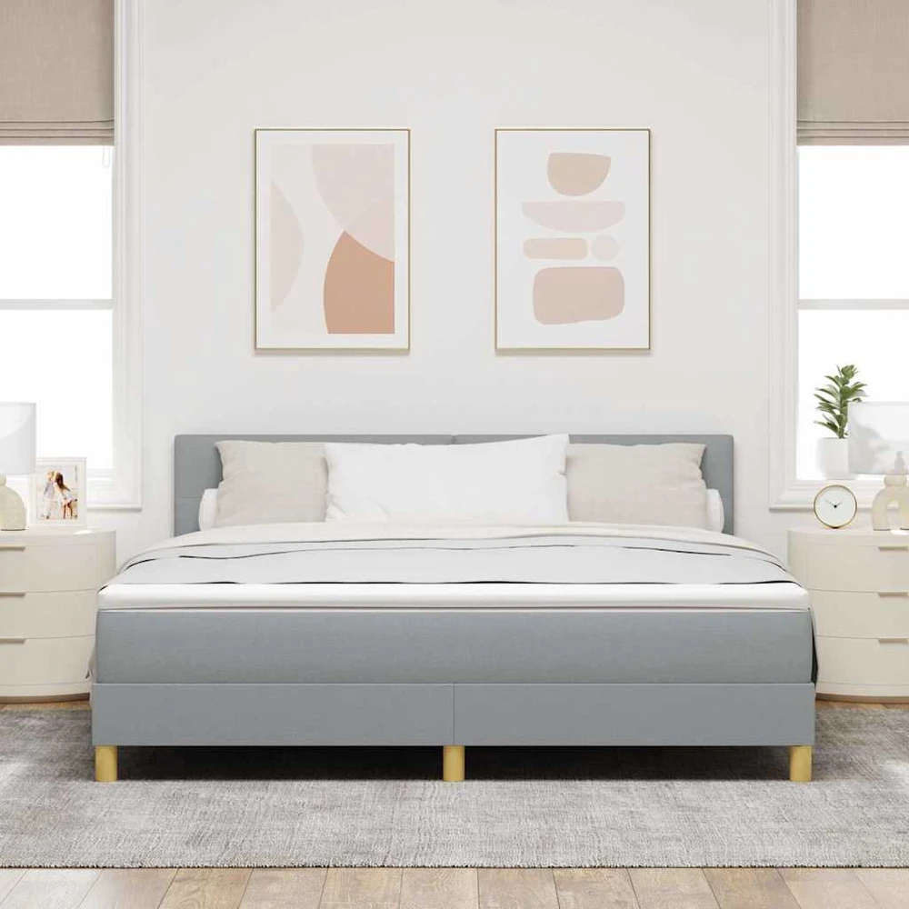Kiemas lova su pagalve Šviesiai pilka 180 x 200 cm audinys