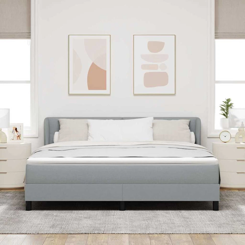 Kiemas lova su galvūgalio Šviesiai pilka 180 x 200 cm audinys