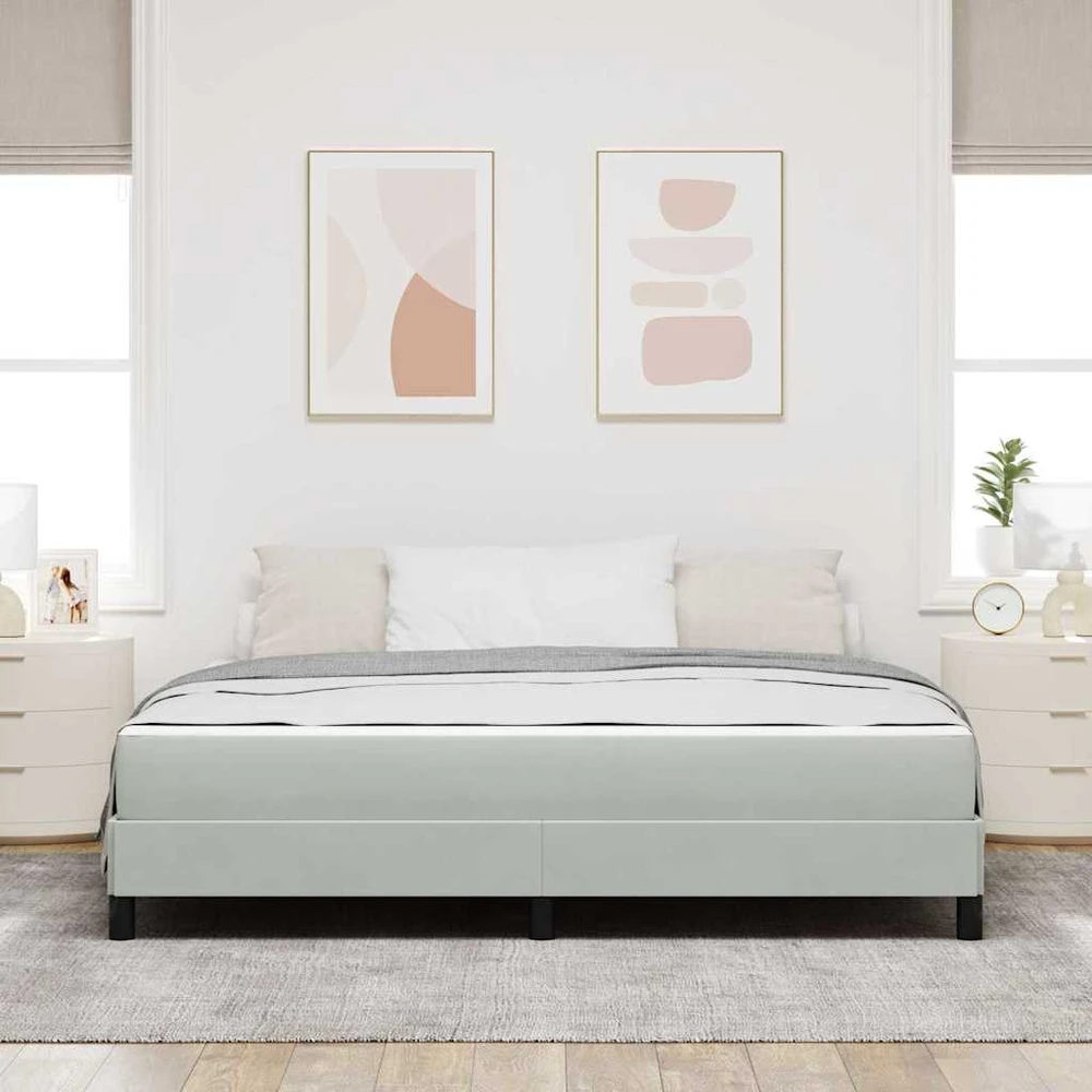 Kiemas lova su čiužiniu Šviesiai pilka 180 x 200 cm audinys