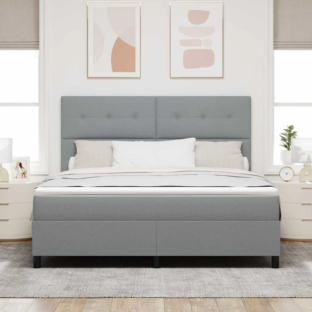 Kiemas lova su galvūgalio Šviesiai pilka 180 x 200 cm audinys