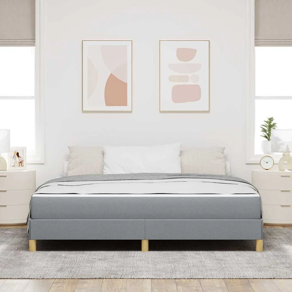 Kiemas lova su čiužiniu Šviesiai pilka 180 x 200 cm audinys