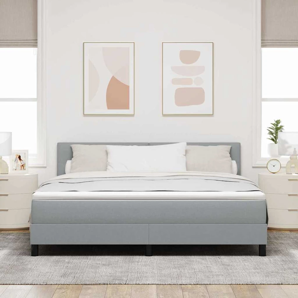 Kiemas lova su galvūgalio Šviesiai pilka 180 x 200 cm audinys