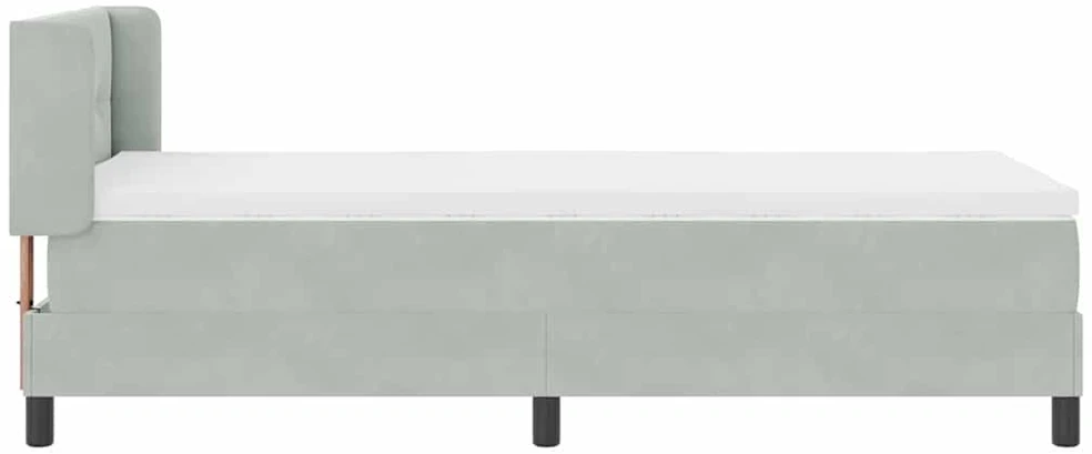 Kiemas lova su galvūgalio Šviesiai pilka 190 x 90 cm Aksomas