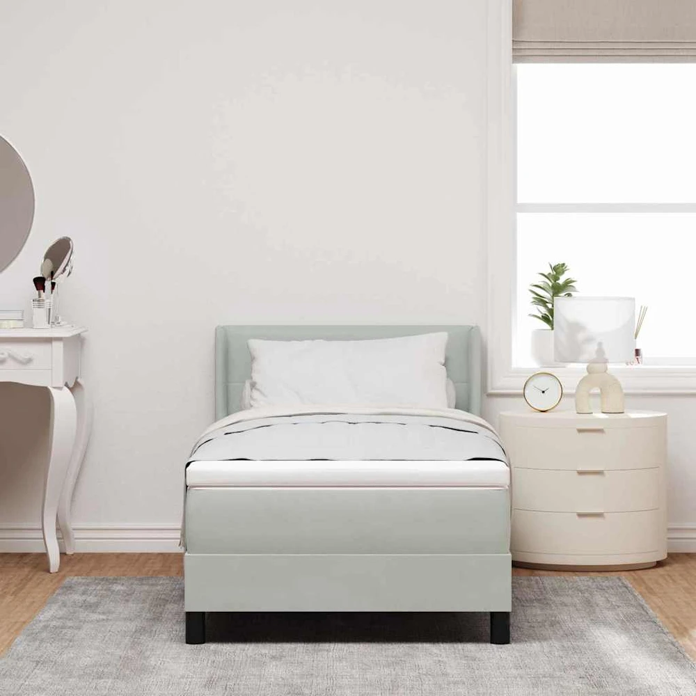 Kiemas lova su galvūgalio Šviesiai pilka 190 x 90 cm Aksomas