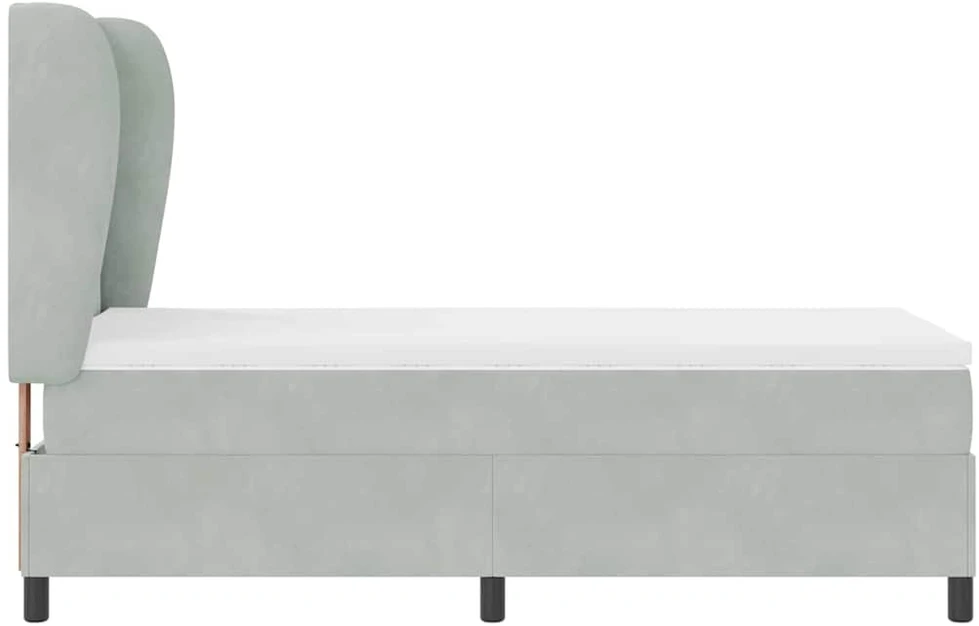 Kiemas lova su galvūgalio Šviesiai pilka 190 x 90 cm Aksomas