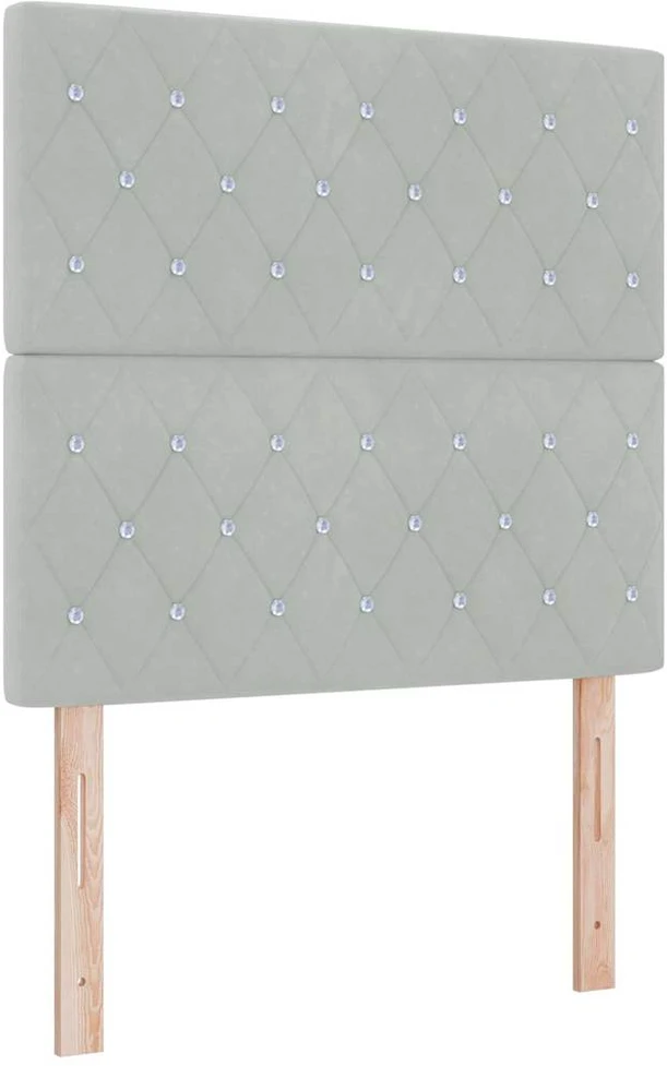 Kiemas lova su čiužiniu Šviesiai pilka 190 x 90 cm Aksomas