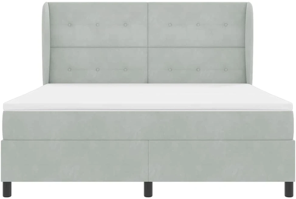 Kiemas lova su galvūgalio Šviesiai pilka 200 x 180 cm Aksomas