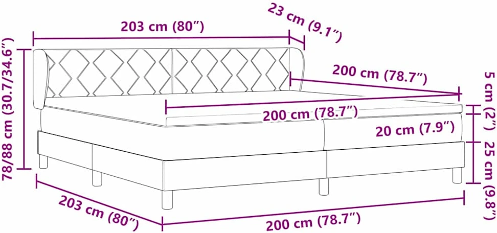 Kiemas lova su galvūgalio Šviesiai pilka 200 x 200 cm audinys