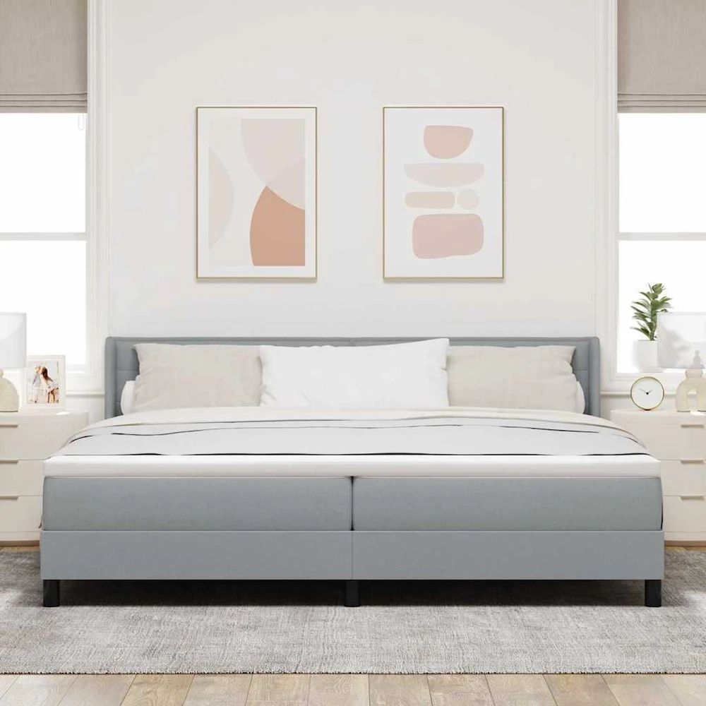 Kiemas lova su galvūgalio Šviesiai pilka 200 x 200 cm audinys