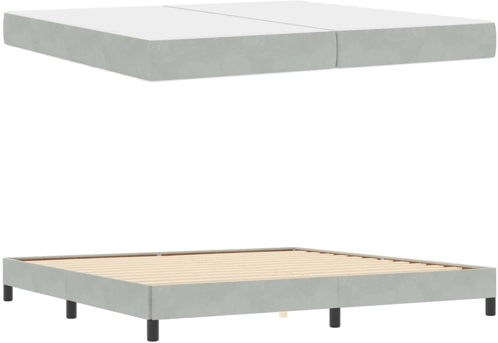Kiemas lova su čiužiniu Šviesiai pilka 200 x 200 cm audinys