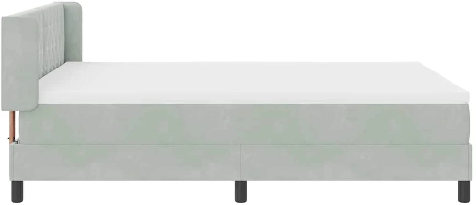 Kiemas lova su galvūgalio Šviesiai pilka 200 x 140 cm Aksomas