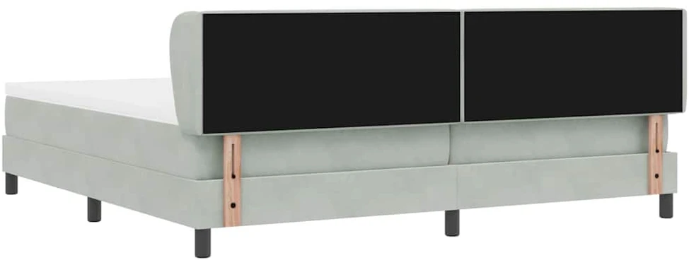 Kiemas lova su čiužiniu Šviesiai pilka 200 x 200 cm Aksomas