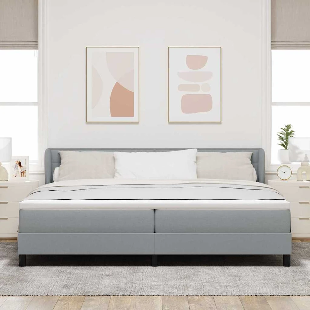 Kiemas lova su galvūgalio Šviesiai pilka 200 x 200 cm audinys