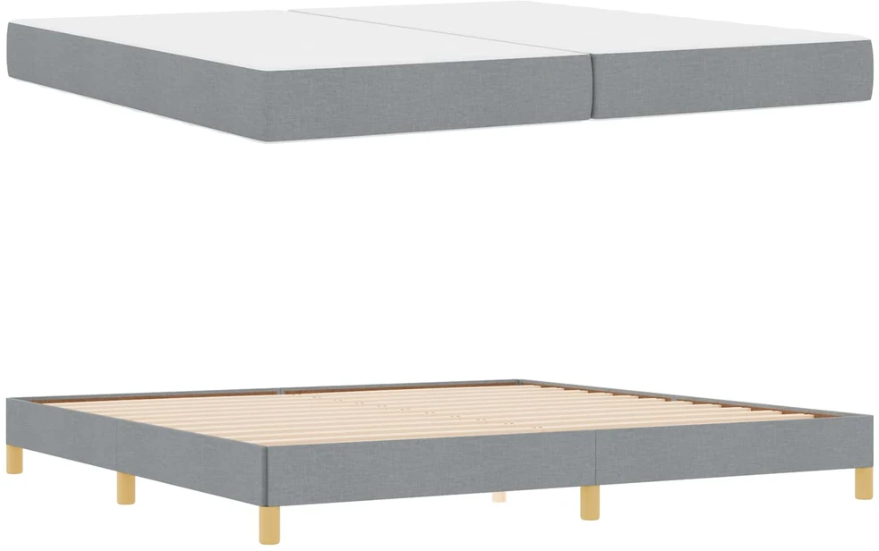 Kiemas lova su čiužiniu Šviesiai pilka 200 x 200 cm audinys