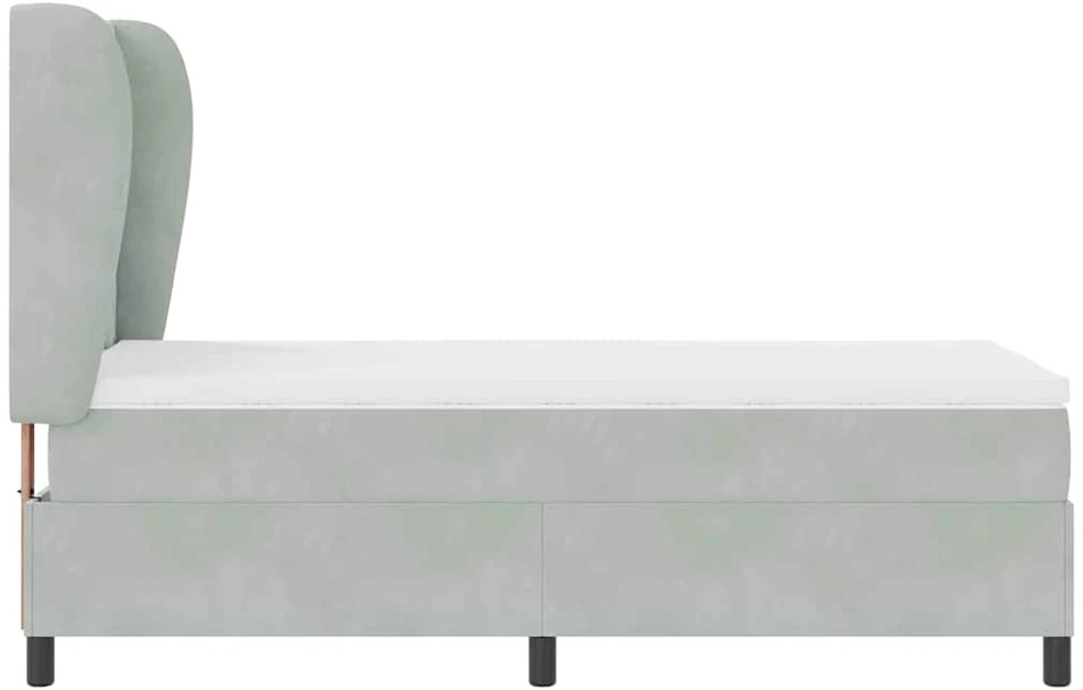 Kiemas lova su galvūgalio Šviesiai pilka 200 x 100 cm Aksomas