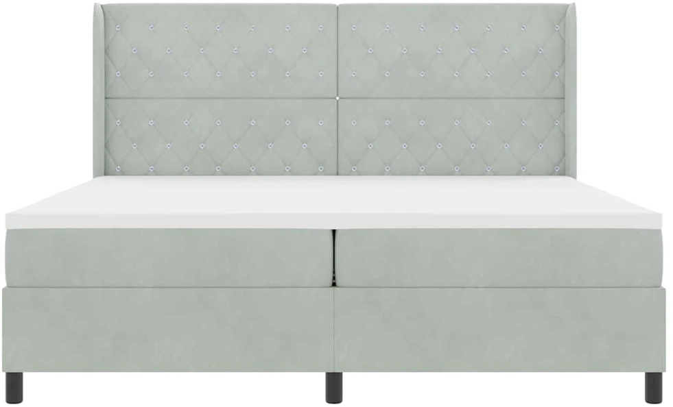 Kiemas lova su čiužiniu Šviesiai pilka 200 x 200 cm Aksomas