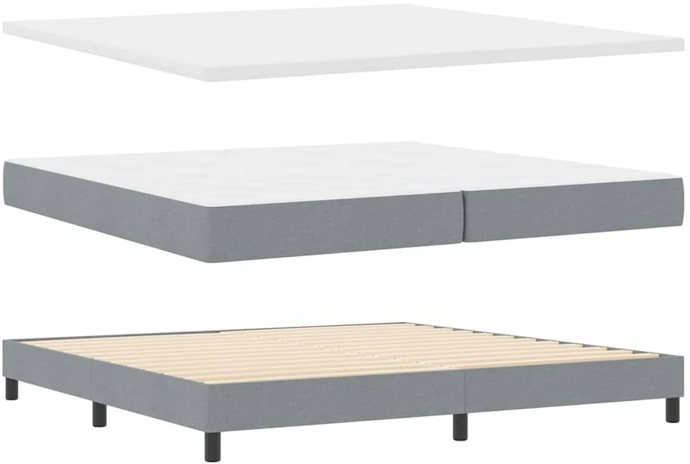 Kiemas lova su galvūgalio Šviesiai pilka 200 x 200 cm audinys