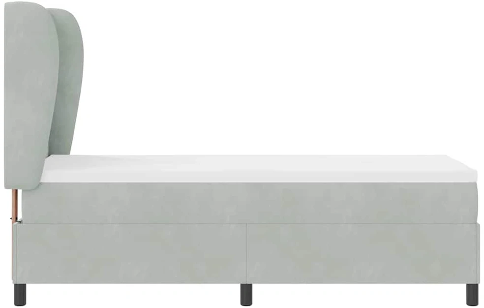 Kiemas lova su galvūgalio Šviesiai pilka 200 x 80 cm Aksomas