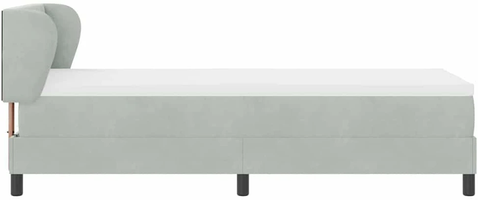 Kiemas lova su galvūgalio Šviesiai pilka 80 x 200 cm Aksomas