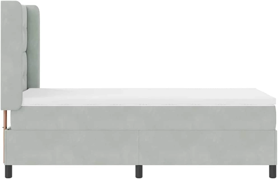 Kiemas lova su galvūgalio Šviesiai pilka 80 x 200 cm Aksomas