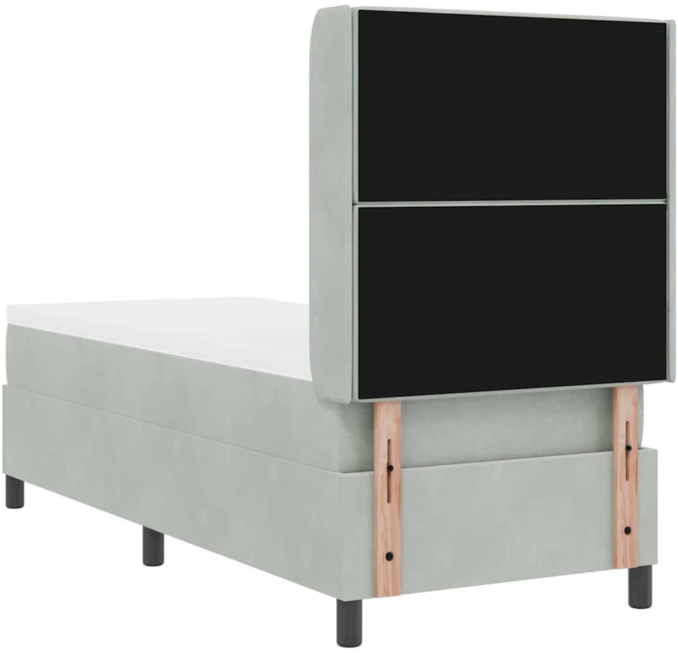 Kiemas lova su čiužiniu Šviesiai pilka 80 x 200 cm Aksomas