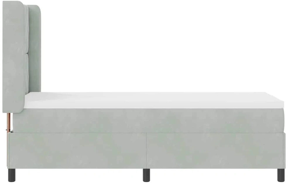 Kiemas lova su čiužiniu Šviesiai pilka 80 x 200 cm Aksomas