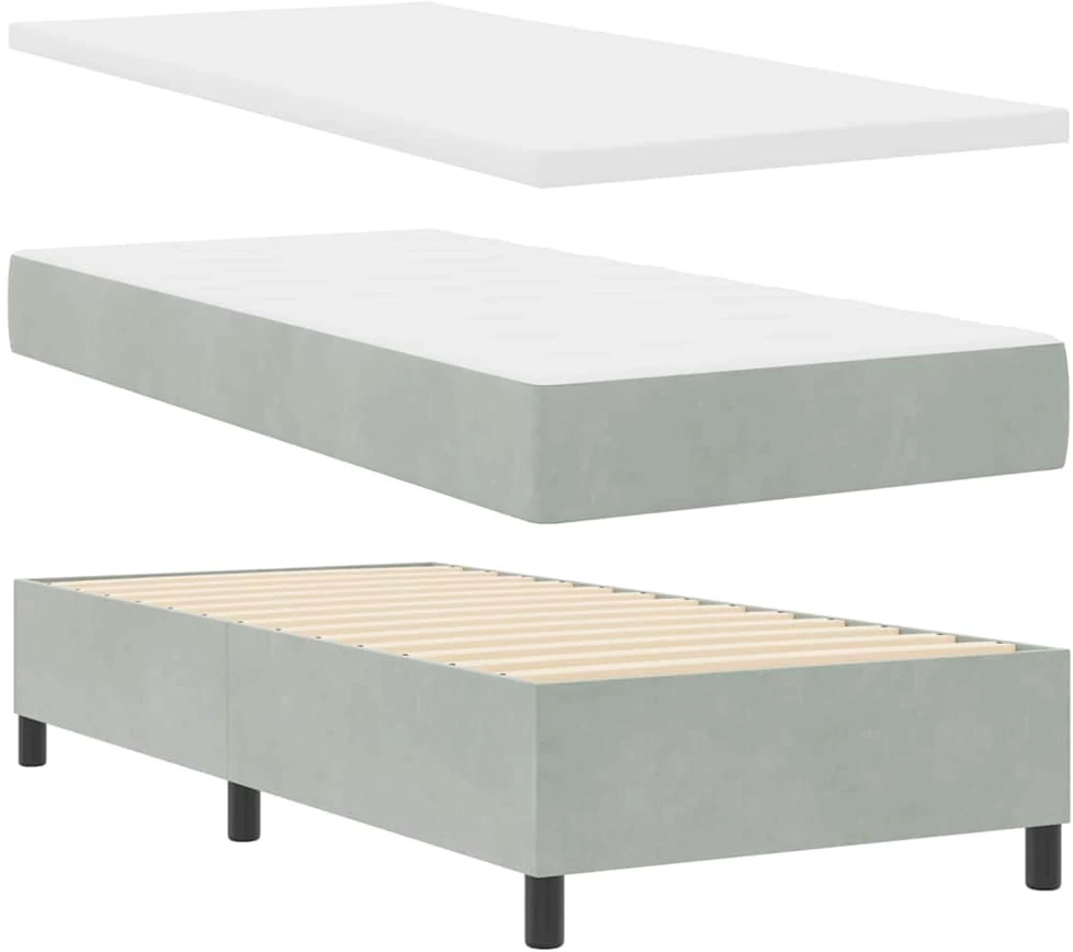 Kiemas lova su galvūgalio Šviesiai pilka 80 x 200 cm Aksomas