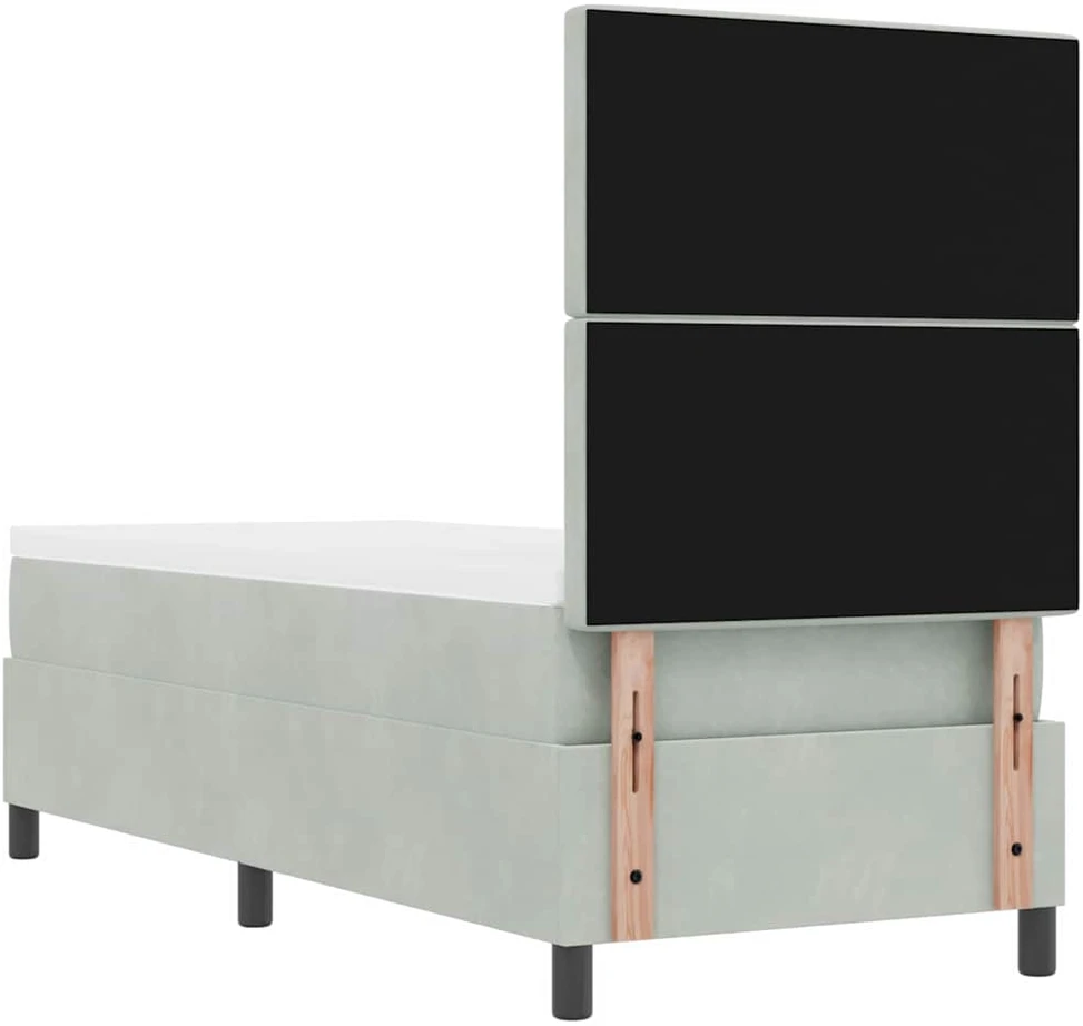 Kiemas lova su čiužiniu Šviesiai pilka 80 x 200 cm Aksomas