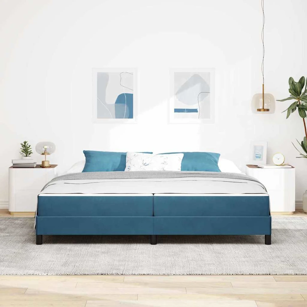 Kiemas lova su čiužiniu Tamsiai mėlyna 200 x 200 cm audinys